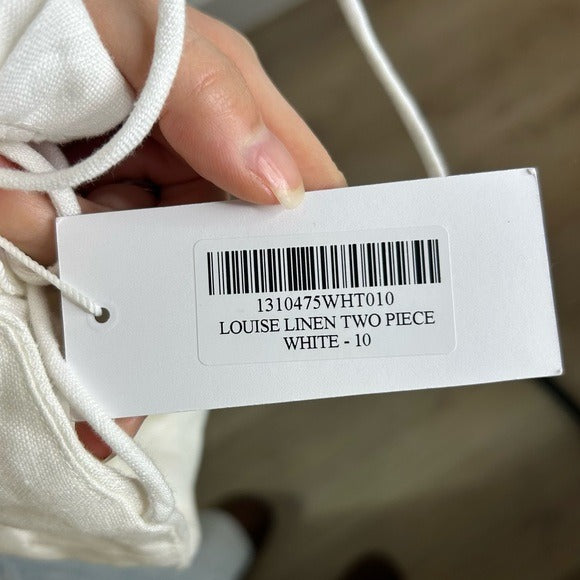 Reformation 100% Linen Smocked Cropped Tank Top Strappy White