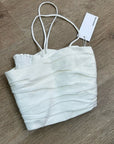 Reformation 100% Linen Smocked Cropped Tank Top Strappy White