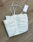 Reformation 100% Linen Smocked Cropped Tank Top Strappy White