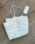 Reformation 100% Linen Smocked Cropped Tank Top Strappy White