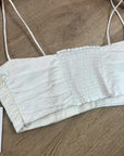 Reformation 100% Linen Smocked Cropped Tank Top Strappy White