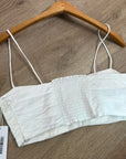 Reformation 100% Linen Smocked Cropped Tank Top Strappy White