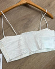 Reformation 100% Linen Smocked Cropped Tank Top Strappy White