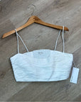 Reformation 100% Linen Smocked Cropped Tank Top Strappy White
