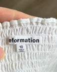 Reformation 100% Linen Smocked Cropped Tank Top Strappy White