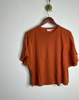 AG Linen Cotton Rust Color Oversized Boxy Fit Short Sleeve Top