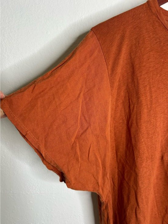 AG Linen Cotton Rust Color Oversized Boxy Fit Short Sleeve Top