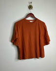 AG Linen Cotton Rust Color Oversized Boxy Fit Short Sleeve Top