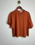 AG Linen Cotton Rust Color Oversized Boxy Fit Short Sleeve Top