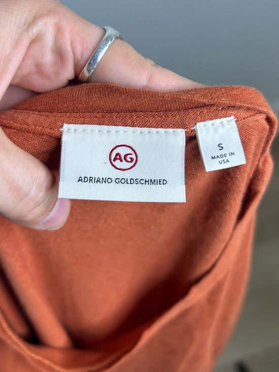 AG Linen Cotton Rust Color Oversized Boxy Fit Short Sleeve Top