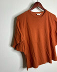 AG Linen Cotton Rust Color Oversized Boxy Fit Short Sleeve Top