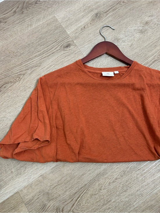 AG Linen Cotton Rust Color Oversized Boxy Fit Short Sleeve Top