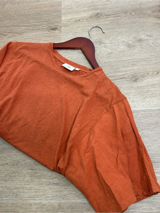 AG Linen Cotton Rust Color Oversized Boxy Fit Short Sleeve Top