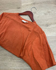 AG Linen Cotton Rust Color Oversized Boxy Fit Short Sleeve Top