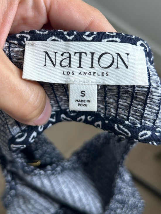 Nation LA 100% Pima Cotton Clementine Smocked Midi Dress Navy