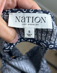 Nation LA 100% Pima Cotton Clementine Smocked Midi Dress Navy