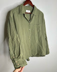 Xirena 100% Cotton Gauze Tyler Shirt in Dark Seagrass