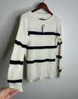 L.L. Bean 100% Cotton Sunwashed Waffle Striped Lightweight Sweater Top