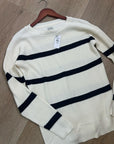 L.L. Bean 100% Cotton Sunwashed Waffle Striped Lightweight Sweater Top