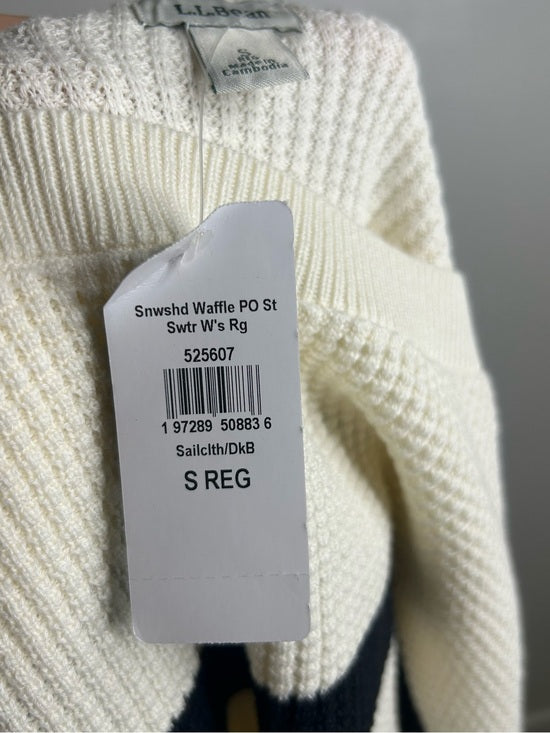 L.L. Bean 100% Cotton Sunwashed Waffle Striped Lightweight Sweater Top