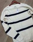 L.L. Bean 100% Cotton Sunwashed Waffle Striped Lightweight Sweater Top