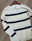 L.L. Bean 100% Cotton Sunwashed Waffle Striped Lightweight Sweater Top