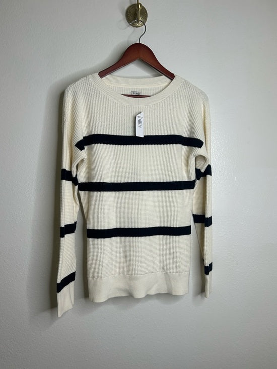 L.L. Bean 100% Cotton Sunwashed Waffle Striped Lightweight Sweater Top