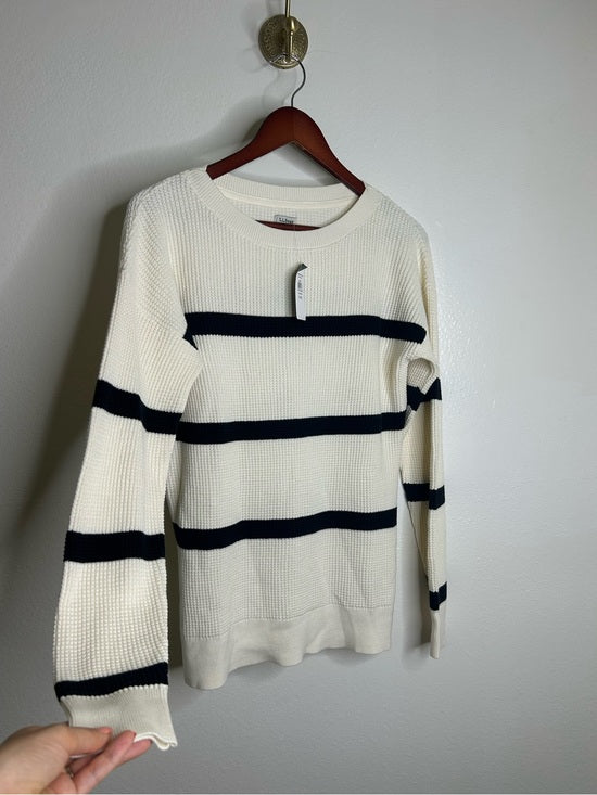 L.L. Bean 100% Cotton Sunwashed Waffle Striped Lightweight Sweater Top