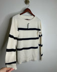 L.L. Bean 100% Cotton Sunwashed Waffle Striped Lightweight Sweater Top