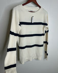 L.L. Bean 100% Cotton Sunwashed Waffle Striped Lightweight Sweater Top