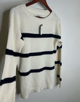 L.L. Bean 100% Cotton Sunwashed Waffle Striped Lightweight Sweater Top