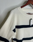 L.L. Bean 100% Cotton Sunwashed Waffle Striped Lightweight Sweater Top