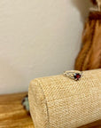 925 Sterling Silver Genuine Garnet Heart Ring