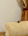 925 Sterling Silver Genuine Garnet Heart Ring
