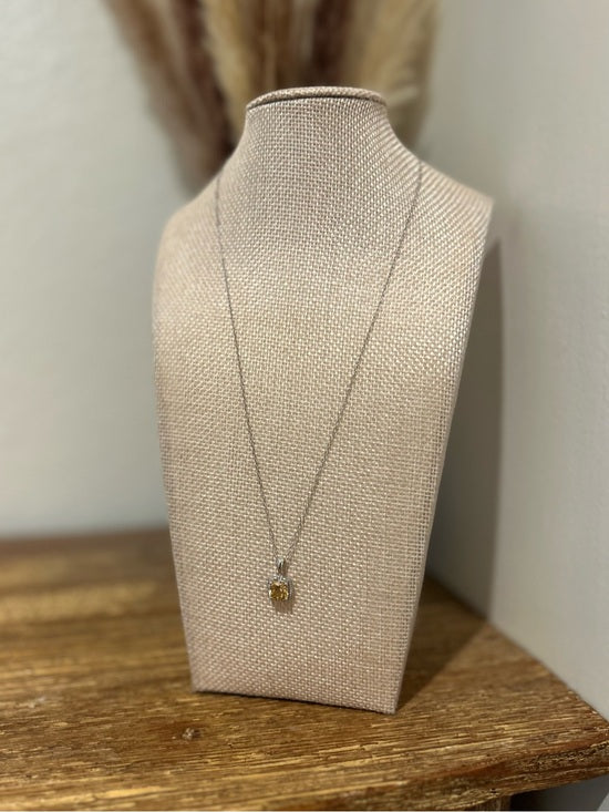 Jewelry 925 Sterling Silver Citrine Stone Natural Diamond Accent 18 in Chain Necklace