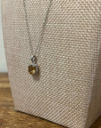 925 Sterling Silver Citrine Stone Natural Diamond Accent 18 in Chain Necklace