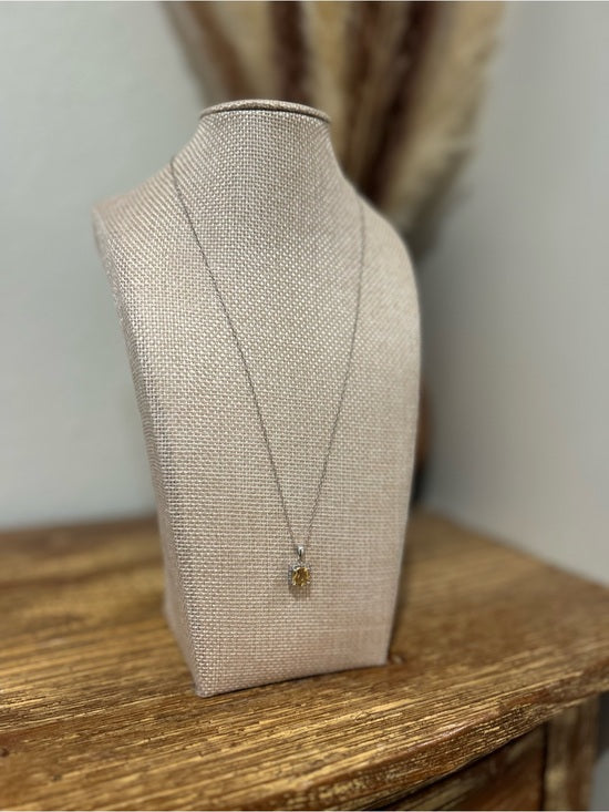 Jewelry 925 Sterling Silver Citrine Stone Natural Diamond Accent 18 in Chain Necklace