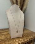 925 Sterling Silver Citrine Stone Natural Diamond Accent 18 in Chain Necklace