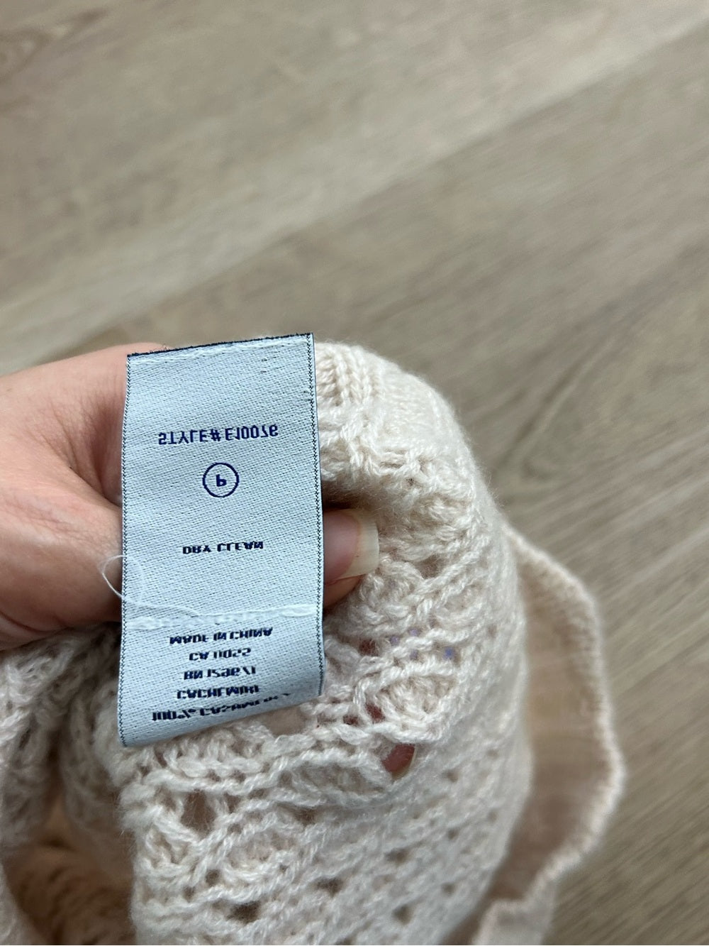 No Name 100% Cashmere Crochet Cream Drawstring Knit Shorts