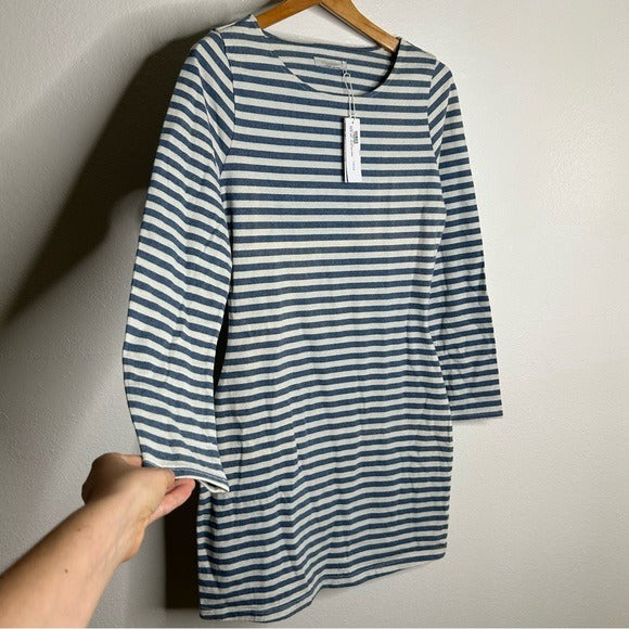 Outerknown Outerknown 100% Cotton Blue White Striped Scoop Neck Coastal Nautical Dress - Cotton