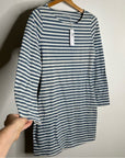 Outerknown 100% Cotton Blue White Striped Scoop Neck Coastal Nautical Dress