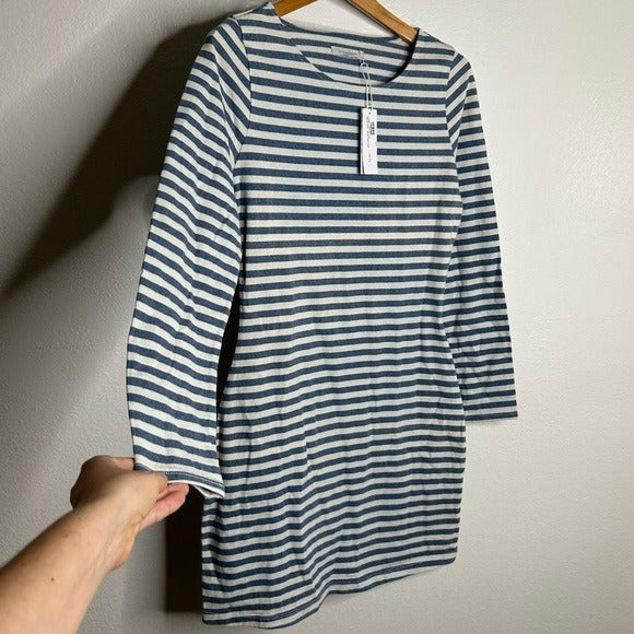 Outerknown Outerknown 100% Cotton Blue White Striped Scoop Neck Coastal Nautical Dress - Cotton