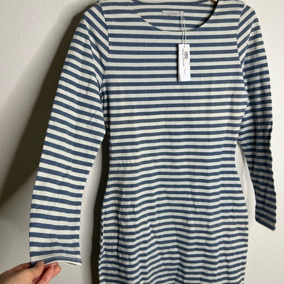 Outerknown 100% Cotton Blue White Striped Scoop Neck Coastal Nautical Dress