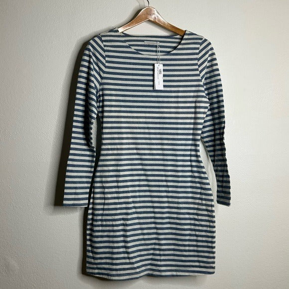 Outerknown Outerknown 100% Cotton Blue White Striped Scoop Neck Coastal Nautical Dress - Cotton
