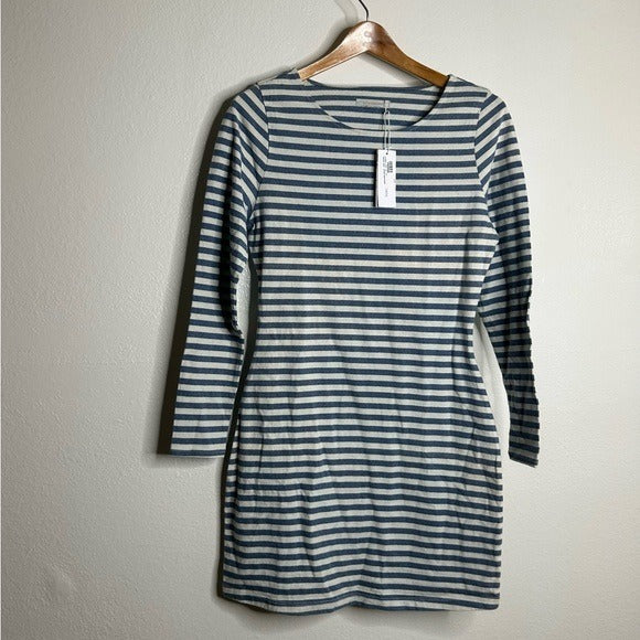 Outerknown Outerknown 100% Cotton Blue White Striped Scoop Neck Coastal Nautical Dress - Cotton