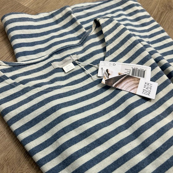 Outerknown Outerknown 100% Cotton Blue White Striped Scoop Neck Coastal Nautical Dress - Cotton