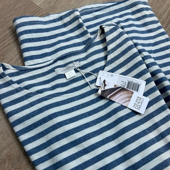 Outerknown Outerknown 100% Cotton Blue White Striped Scoop Neck Coastal Nautical Dress - Cotton