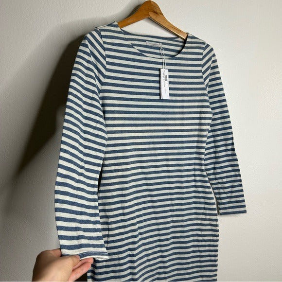Outerknown 100% Cotton Blue White Striped Scoop Neck Coastal Nautical Dress