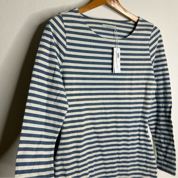 Outerknown 100% Cotton Blue White Striped Scoop Neck Coastal Nautical Dress