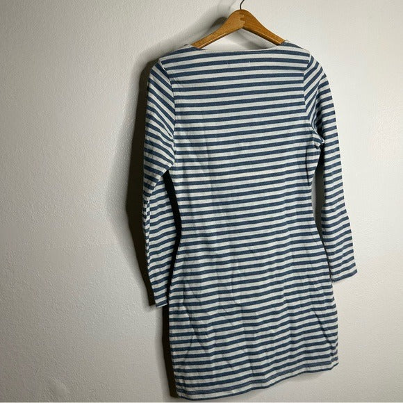 Outerknown 100% Cotton Blue White Striped Scoop Neck Coastal Nautical Dress